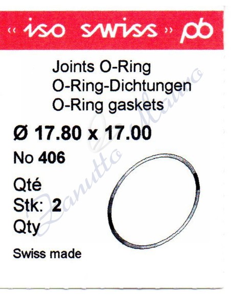 O-Ring Quartz ISO406 busta 2 pz Diam.int. 17.00 sezione 0,40