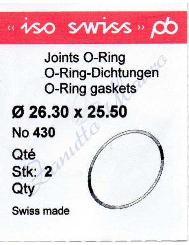 O-Ring Quartz ISO430 busta 2 pz Diam.int. 25.50 sezione 0,40