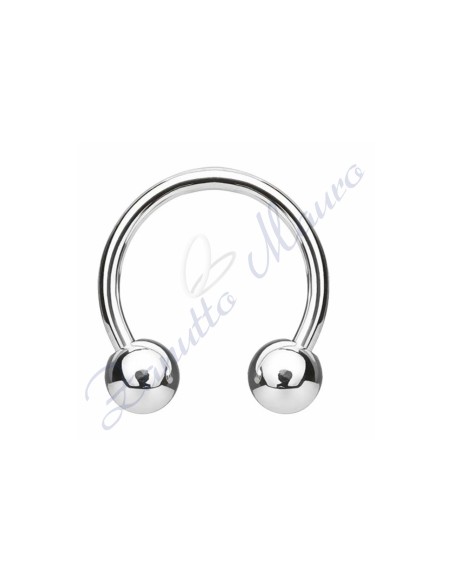 Anello con palline misure mm 1,2x3x14 in acciaio 361L