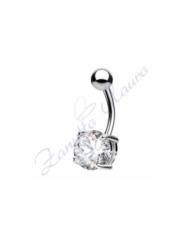 Piercing ombelico cristallo bianco1.6/8/5 mm 10 in acciaio 316L