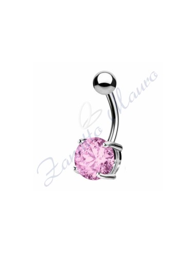 Piercing ombelico cristallo rosa1.6/8/5 mm 10 in acciaio 316L