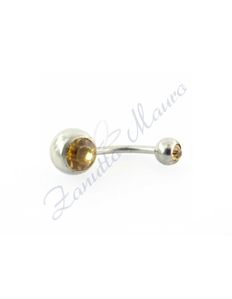 Piercing banana 1,6/10 acciaio 316L 5/8 strass gold