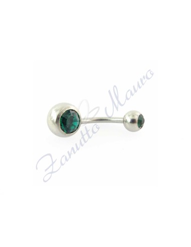 Piercing banana 1,6/10 acciaio 316L 5/8 strass verde