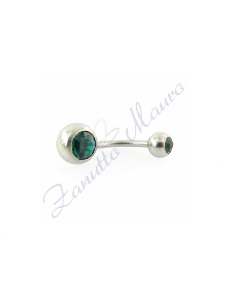 Piercing banana 1,6/10 acciaio 316L 5/8 strass verde