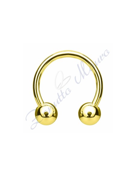 Anello con palline misure mm 1,2x4x8 in acciaio 361L dorato