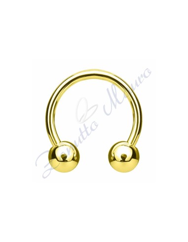 Anello con palline misure mm 1,6x3x12 in acciaio 361L dorato