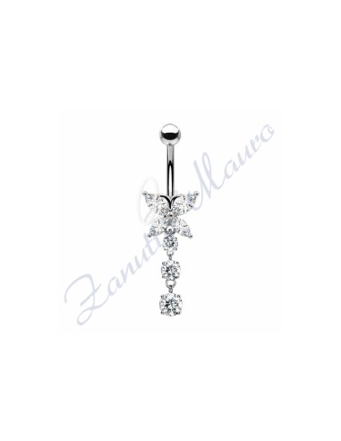 Piercing farfalla per ombelico mm 1,6x10x26x11 in acciaio 361L