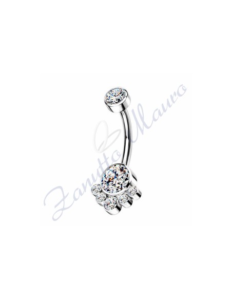 Piercing ombelico cristalli bianchi 1.6/30/15 mm 10 in acciaio 316L