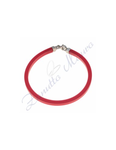 Bracciale in argento e gomma colore rosso cm 20