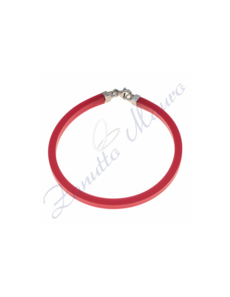 Bracciale in argento e gomma colore rosso cm 20