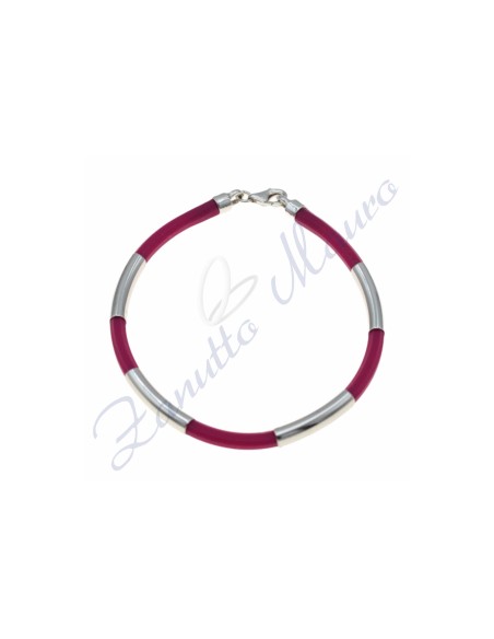 Bracciale in argento e gomma colore viola cm 20