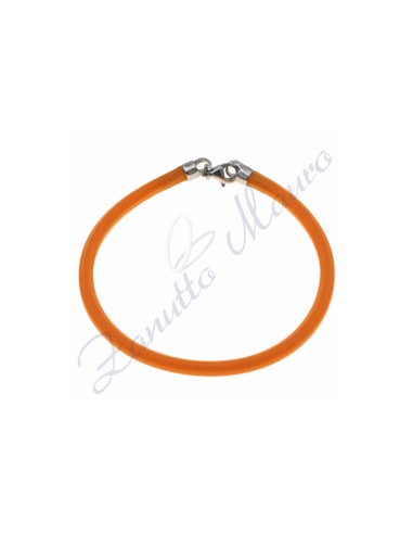 Bracciale in argento e gomma colore arancione cm 20