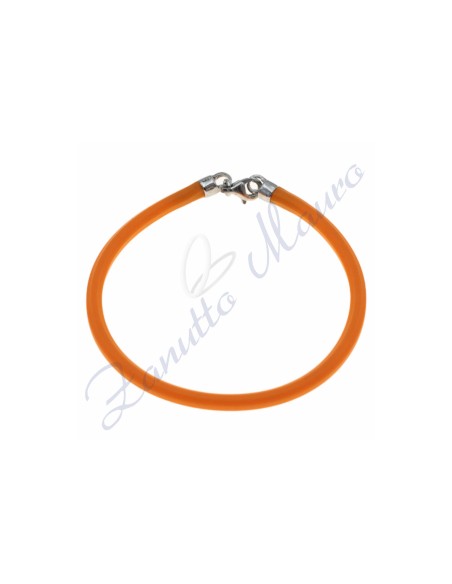 Bracciale in argento e gomma colore arancione cm 20