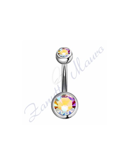 Piercing banana 1,6/10 acciaio 316L 5/8 strass aurora boreale