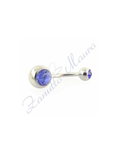 Piercing banana 1,6/10 acciaio 316L 5/8 strass blu