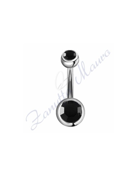 Piercing banana 1,6/10 acciaio 316L 5/8 strass nero