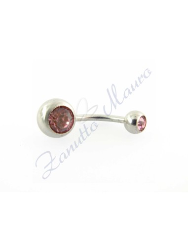 Piercing banana 1,6/10 acciaio 316L 5/8 strass rosa