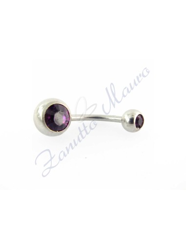 Piercing banana 1,6/10 acciaio 316L 5/8 strass viola