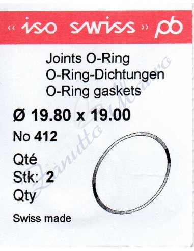 O-Ring Quartz ISO412 busta 2 pz Diam.int. 19.00 sezione 0,40