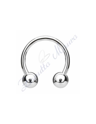 Anello con palline misure mm 1,2x4x14 in acciaio 361L