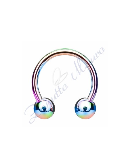 Anello con palline misure mm 1,2x3x6 in acciaio 361L rainbow