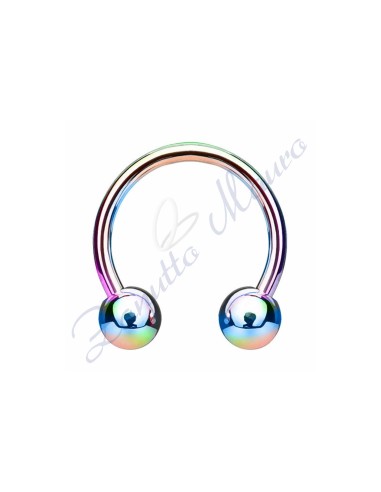 Anello con palline misure mm 1,2x3x12 in acciaio 361L rainbow