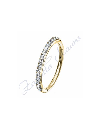 Anello con cristalli mm 1,2x8 in acciaio 361L dorato