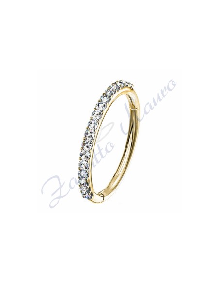 Anello con cristalli mm 1,2x8 in acciaio 361L dorato