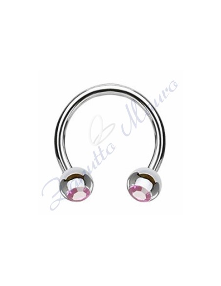 Anello aperto con cristallo viola chiaro mm 1,2x3x12 in acciaio 361L