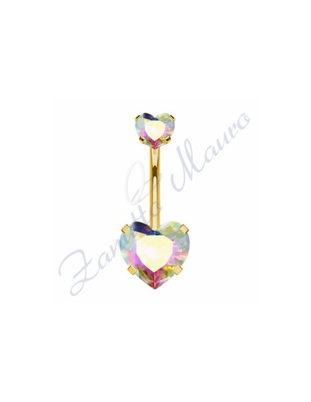 Piercing cuore aurora boreale per ombelico mm 1,6x10x5x8 in acciaio 361L