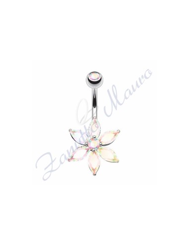 Piercing ombelico fiore aurora boreale 1.6/10/5 mm 10 in acciaio 316L