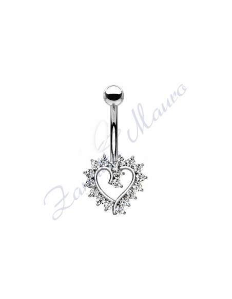 Piercing ombelico cuore bianco 1.6/11/11 mm 10 in acciaio 316L