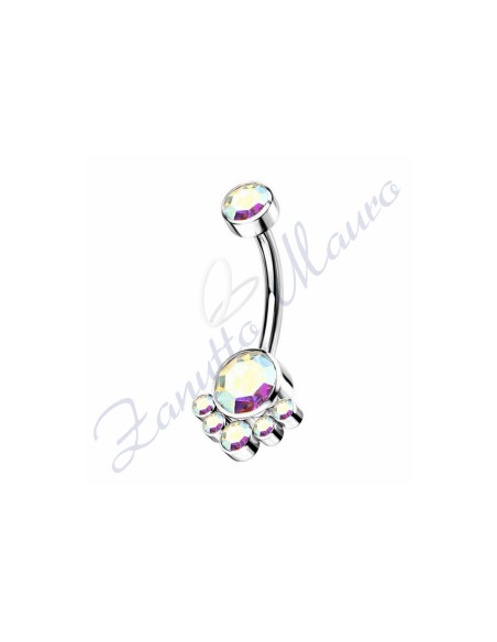 Piercing ombelico cristalli boreale 1.6/30/15 mm 10 in acciaio 316L