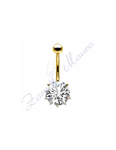 Piercing ombelico cristallo bianco 1.6/9/5 mm 10 in acciaio 316L dorato