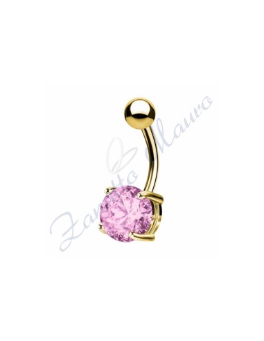 Piercing ombelico cristallo rosa1.6/8/5 mm 10 in acciaio 316L dorato