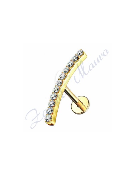 Piercing labret vrgola mm 13,5 in acciao 316L dorato