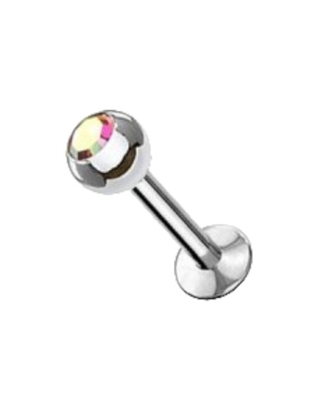 Piercing labret con pallina mm 3 stelo 1,2x8 aurora boreale acciaio 316L