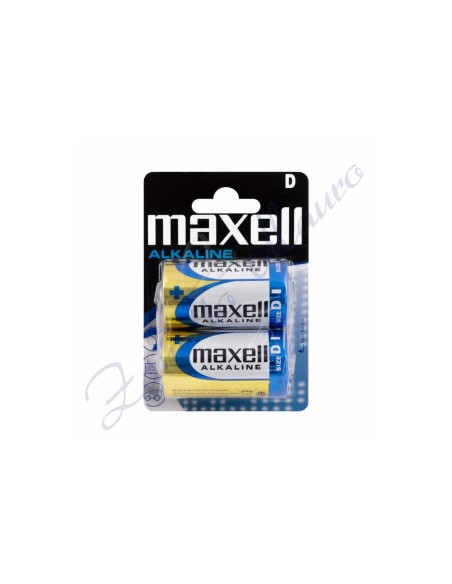 Batteria tipo D torcia alkaline Maxell. Blister da 2 pezzi.