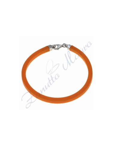 Bracciale in argento e gomma colore arancione cm 19