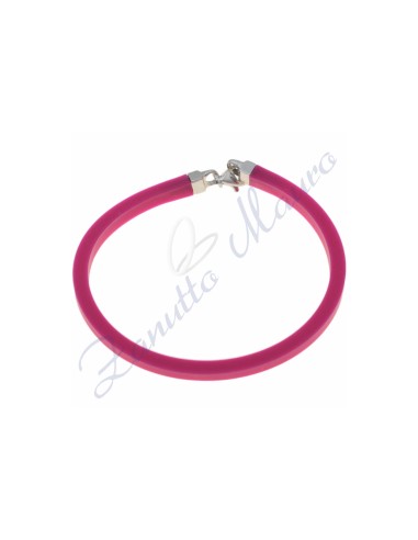 Bracciale in argento e gomma colore viola cm 19