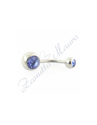 Piercing banana 1,6/10 acciaio 316L 5/8 strass azzurro