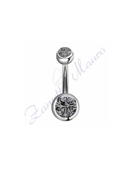 Piercing banana 1,6/10 acciaio 316L 5/8 strass black diamond