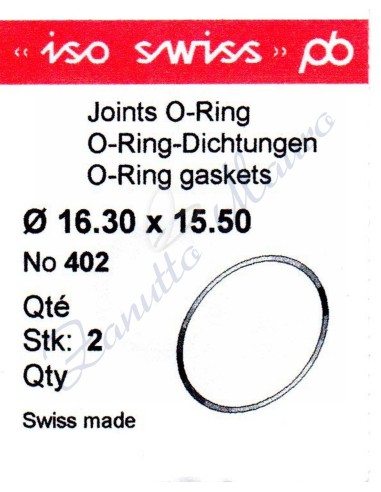 O-Ring Quartz ISO402 busta 2 pz Diam.int. 15.50 sezione 0,40