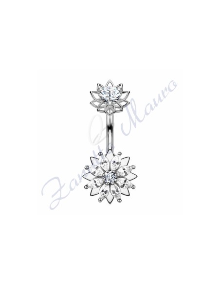 Piercing fiore per ombelico mm 1,6x10x10x10x6x6 in acciaio 361L