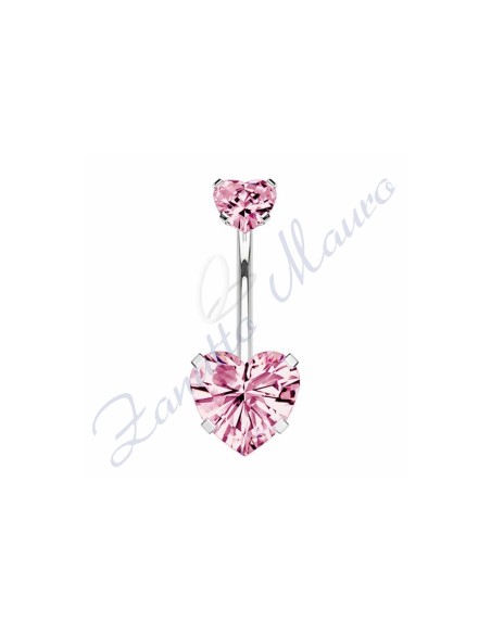 Piercing cuore rosa per ombelico mm 1,6x12x5x8 in acciaio 361L