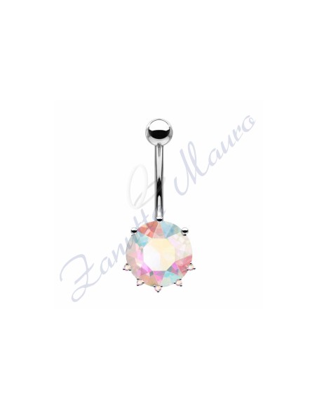 Piercing ombelico cristallo aurora boreale 1.6/9/5 mm 10 in acciaio 316L