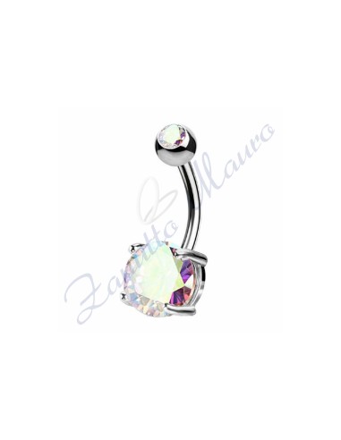 Piercing ombelico cristallo boreale 1.6/8/5 mm 10 in acciaio 316L