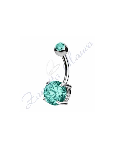 Piercing ombelico cristallo blu zircon 1.6/8/5 mm 10 in acciaio 316L