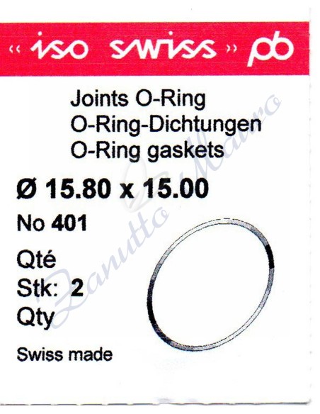 O-Ring Quartz ISO401 busta 2 pz Diam.int. 15.00 sezione 0,40