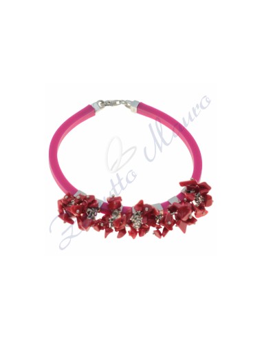 Bracciale in argento e gomma colore viola cm 20